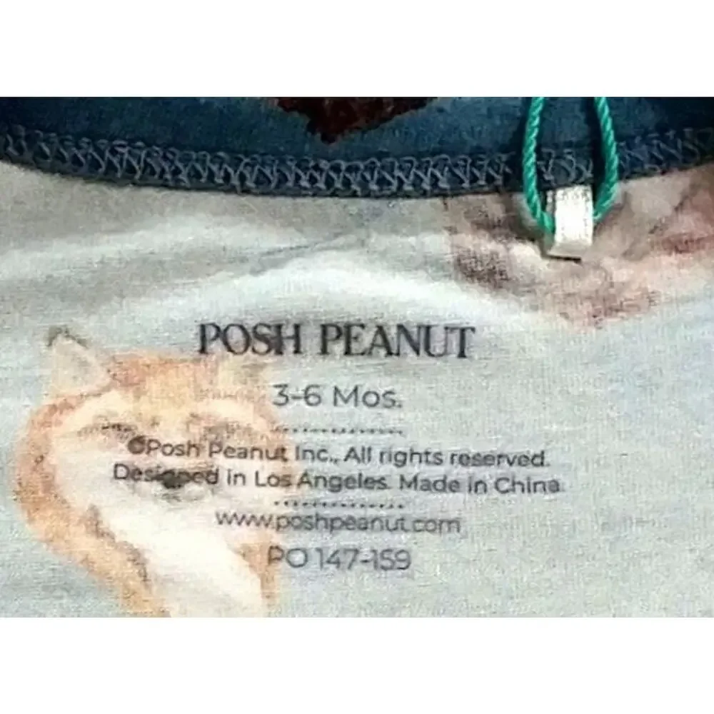 Posh Peanut One Piece Henley Romper Scout 3-6 months Animals Soft Bamboo